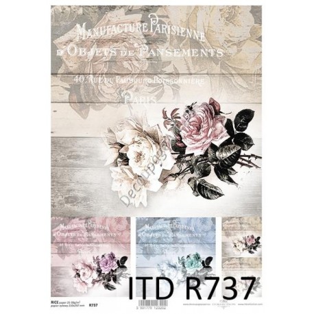 Papier ryżowy ITD Collection 737 - Pastelowe róże