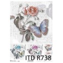 Papier ryżowy ITD Collection 0738 - Róże i motyl