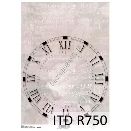 Papier ryżowy ITD Collection 750 - Zegar i nuty
