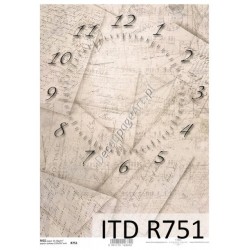 Papier ryżowy ITD Collection 0751 - Zegar i listy