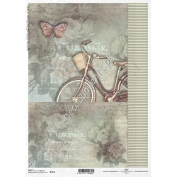 Papier ryżowy ITD Collection 0714 - Rower róże