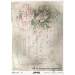 Papier ryżowy ITD Collection 0723 - Róże i etykiety