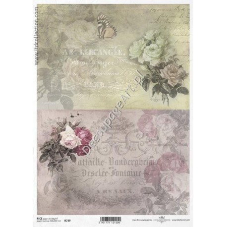 Papier ryżowy ITD Collection 729 - Róże