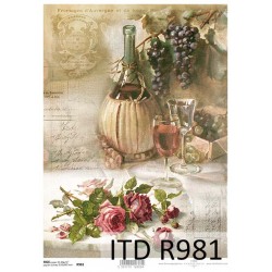 Papier ryżowy ITD Collection 981 - Wino i róże