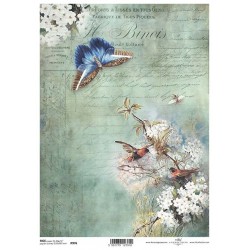 Papier ryżowy ITD Collection 0976 - Motyl i ptaszki