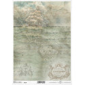 Papier ryżowy ITD Collection1138 - Żaglowiec i mapa