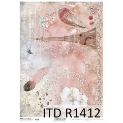 Papier ryżowy ITD Collection 1412 różowy Paryż